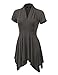 Made by Johnny MBJ WT1120 Womens Cross V Neck Short Sleeve Empire Line Panel Tunic Top XL Heather_Charcoal