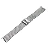 Ritche 18mm Mesh Stainless Steel Bracelet Wrist Watch Band Strap Interlock Safety Clasp Silver