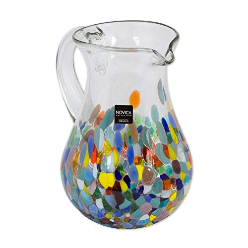NOVICA Confetti Festival Blown Glass Pitcher - Thumbnail 3