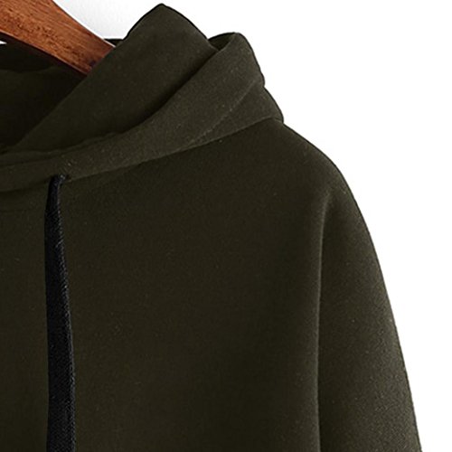 Pullover Hoodies Sweatshirt For Women,Napoo Hot Sale Double Striped Solid Tops Cotton Fleece Drop Shoulder Blouse (S, Army Green) - Thumbnail 2