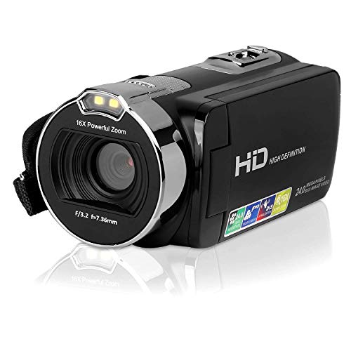 Video Camera Camcorder 24MP 2.7 Inch HD 1080P Digital Camcorder,16X Digital Zoom Camera Recorder with 270 Degrees Rotatable Screen Rechargeable Battery YouTube Vlogging Camera