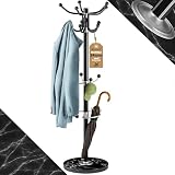 CASARIA Elegant Coat Rack with Marble Base 14 Rotatable Hangers 175cm Black view 10