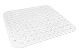 DII Oceanique Shower/Bathtub 20.75x21.75" Non Slip Transparent Safety Grip Suction Cup Square Vinyl Bath Tub Mat, Small, Clear