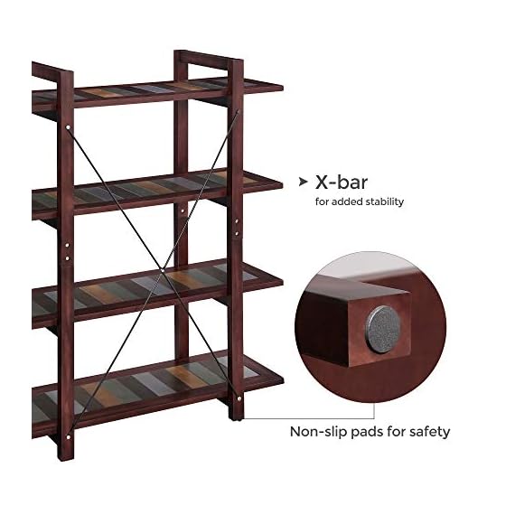 VASAGLE Bookshelf, 4Tier Bookcase with Solid Wood Legs, Storage Rack, Shelving Unit for Living