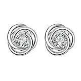 Geminis Silver Plated Circle Around Cubic Zirconia Ball Ear Stud Earring for Womens Wedding Jewelry