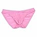 FEESHOW Men's Silky Bikini Briefs Bulge Pouch Underwear Swimwear Ruched Back Pink one Size