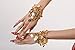 Yozone Gold Gypsy Jewelry Belly Dance Gold Triangle Bracelet Hand Jewelry Ladies Gold Bracelet Ladies Belly Dance Jewelry Coin Bracelet Bracelet with Ring（2 Pieces）