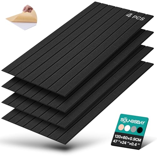 Soundsbay Akustikpaneele Selbstklebend 2.88m²-4 Stück Schwarz 120x60x0.9cm