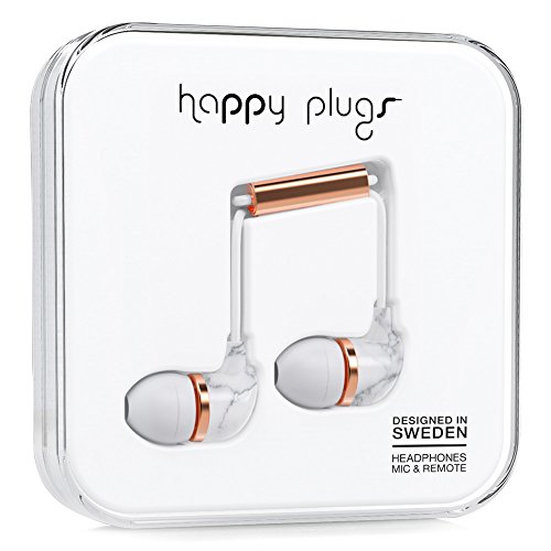 Happy Plugs Carrara In-Ear Headphone, White Marble (7782)