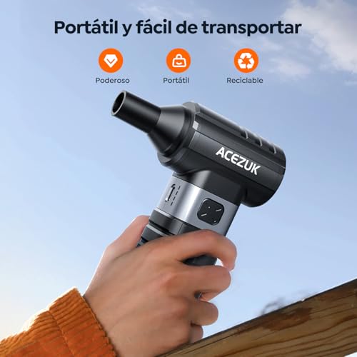 300000RPM Soplador de Polvo Eléctrico,4 Velocidades Recargable Aire Comprimido Limpieza PC con 10500mAh, Soplador Aire Comprimido para Laptop, Teclado, Coche