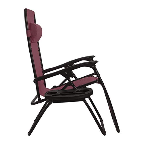 Sunlounger, 2 pcs Folding Lounge Chair with Zero Gravity, Wine