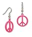 Neon Hot Pink Hippie Peace Sign Dangle Earrings