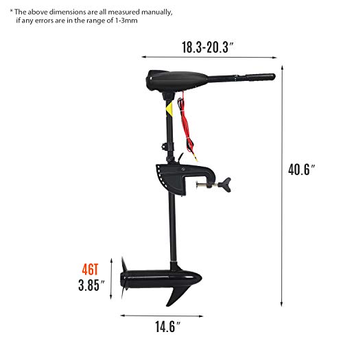 FULLWATT Trolling Motor 46/55 LBS Thrust Transom Mounted 8 Speed with