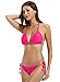 zeraca Women's Tie Side Pantie Triangle Bathing Suits (L14, Pink Glo)
