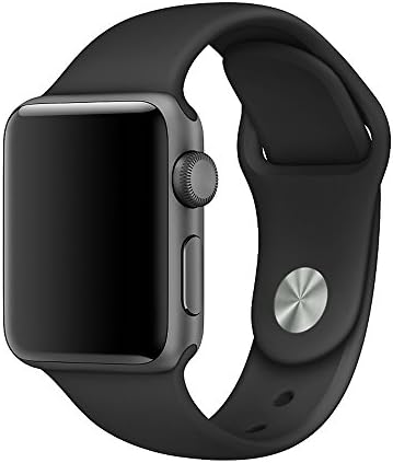 Apple Watch Band, Weaoren Soft Silicone Replacement with Stainless Steel Pin Sport Band for 42mm Apple iWatch S/M ( Black )