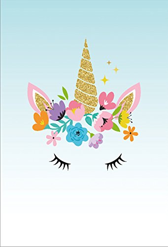 Laeacco Unicorn Head With Flowers Photography Background 3x5ft Unicorn