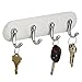 iDesign AFFIXX, Peel and Stick Strong Self-Adhesive Key Storage Rack for Office, Entryway, Kitchen - 4 Hooks, White/Chrome