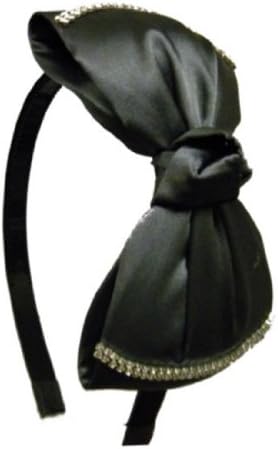 Dark GrayDesigner Satin Bow with Rows of Diamonds Hairband Head band (DaCee Designs)