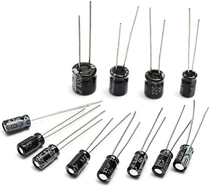 MCIGICM 120pcs 12 Values 0.22uF-470uF Aluminum Electrolytic Capacitor Assortment Kit