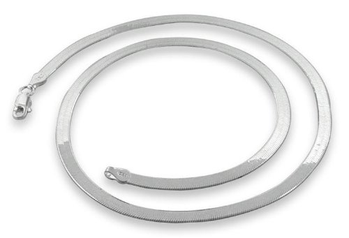 BONE FLAT 3.5mm .925 Italian Sterling Silver Flex Magic Herringbone Chain Necklaces, Bracelets Beveled Edges Nickel Free, sizes 7-30 inch (7, 8, 9, 16, 18, 20, 22, 24, 30), - ICE EMPIRE JEWELRY & Co, LLC