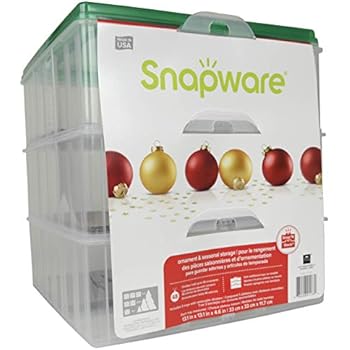 Snapware Snap 'N Stack Square 3-Tier Seasonal Ornament Storage Container, 13 by 13-Inch