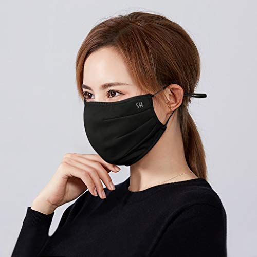 Unisex Mouth Mask Adjustable Anti Dust Face Mouth Mask,Black Cotton Face Mask for Cycling Camping Travel Winter Warm Mask Fleece Earmuffs Riding Ski Snowboard Half Face Mask