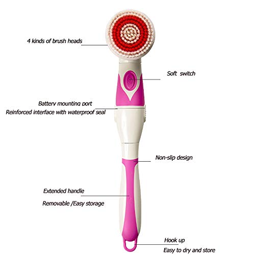 Shower Massage Brush,LKE Electronic Exfoliating Brush Waterproof Cellulite Remover Brush,Eliminate Shaving Irritation for Legs and Back Bath & Body Brushes Accessories