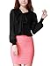 Allegra K Women Tie-bow Neck Sheer Long Sleeves Chiffon Blouse XL Black