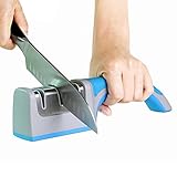 JL Future Knife Sharpener for Steel Ceramic Knives 3 Stage Stainless Steel Knife Sharpening System(Blue)