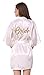 JOYTTON Women's Wedding Party White Satin Kimono Robe with Gold Glitter Bride