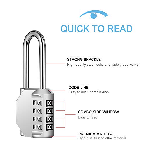 Disecu 2.2 Inch Long Shackle Combination Lock 4 Digit Outdoor