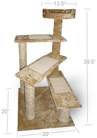 Pingkay 40" H Multi-Level Kitten Cat Tree Furniture Climber 5 Tiers Pet House Beige