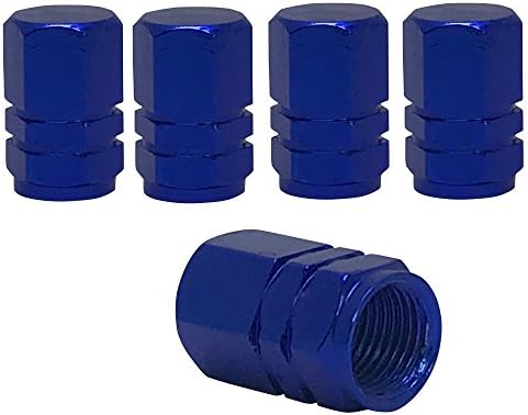 Threethreetwo Stylish Anodized Hexagon Car Tire Valve Stems Cap Set ( 4pcs = 1 set) 8 Color Options (Blue)