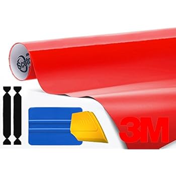 3M 1080 Gloss Hot Rod Red Air-Release Vinyl Wrap Roll Including Toolkit (1ft x 5ft)
