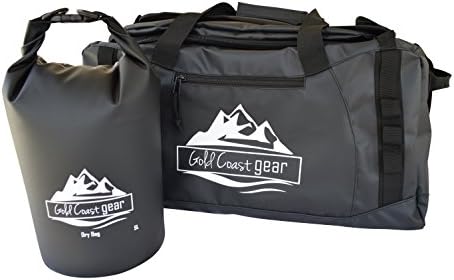 Gold Coast gear Water Resistant Duffel Bag with Shoulder Backpack Straps, Made for Camping, Hiking Outdoor Sports (Dry Bag Included as Bonus Gift) (Black, 50L)