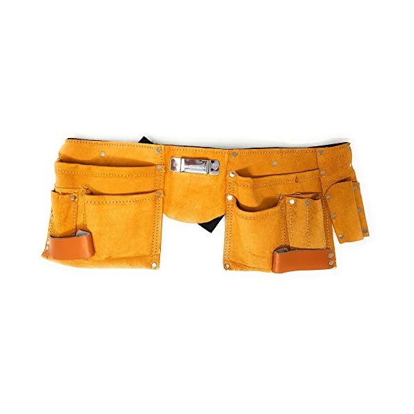 Toolzy 100074 Werkzeuggürtel 11 Taschen Werkzeug Gürtel Messertasche Nageltasche Hammerhalter