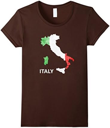 Womens Italy Flag Pride Distressed T-Shirt XL Brown
