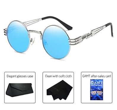 GAMT Fashion Classic Steampunk Round Sunglasses Metal