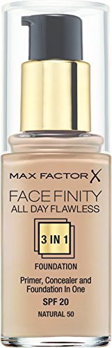 Max Factor Facefinity All Day Flawless 3 In 1 Foundation SPF 20, No. 50 Natural