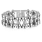 Trendsmax 23mm Heavy Mens Silver Tone Biker Motorcycle Chain 316L Stainless Steel Bracelet 8inch