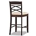 Leick Wood Double Cross Back Counter Height Bar Stool with Beige Microfiber Seat, Set of 2