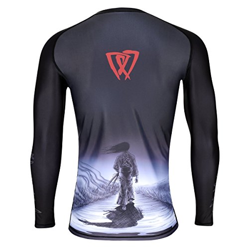 Phalanx Mens Rash Guard for BJJ Jiu Jitsu, Antimicrobial Long Sleeve Competition Grade MMA Rashguard Shirt For Men, Brazilian Jiujitsu Clothing With SPF 50, Ronin 2.0 - Large