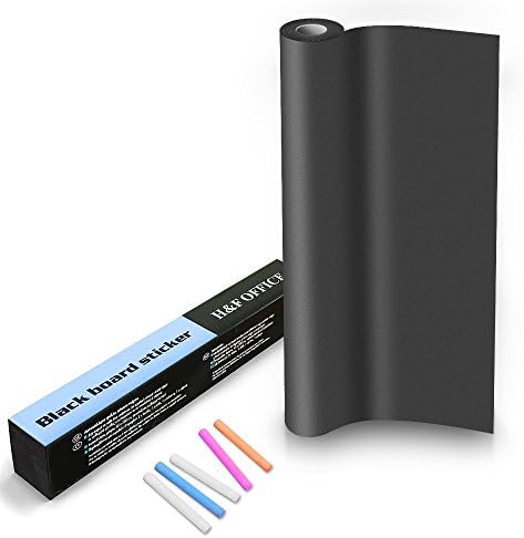 Multi-Purpose Chalkboard Wall Decal Sticker(Black) with 5 colored Chalks - Vinyl Blackboard Paint Contact Paper 79 x 18 inch for Wall Home Office Decor