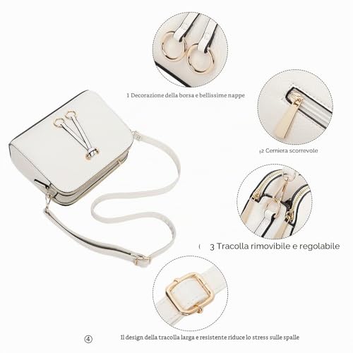 ELIOX Women's Small Shoulder Bag with 3 Large Compartments – Hand Bag PU Leather Synthetic – Fashion Handbag Shoulder Bags – Crossbody Bag