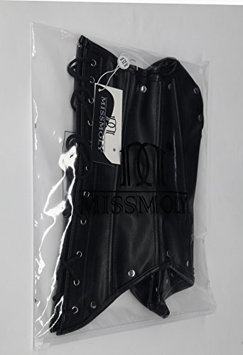 Beauty-You Damen Unterbrust Korsett Steampunk Kunstleder Mieder Stahlknochen Schnallen Schwarz – Bild 5