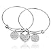 lauhonmin 2pcs Mother Daughter Bangles Set No Matter Where Compass Split Broken Heart Expandable Bracelets Gift (Expandable Bangle)