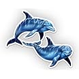 Dolphins - 5" Vinyl Sticker - for Car Laptop I-Pad - Waterproof Decal
