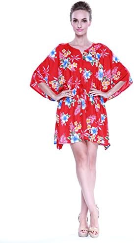 Hula Batik's Women's Hawaiian Poncho with Tie Dress in Hibiscus Red