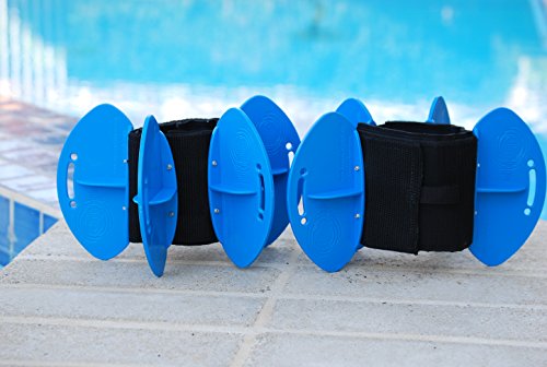 AquaLogix Total Body Aquatic Exercise System - Includes Online Demonstration Video with 30 Sample Exercises (All Purpose Black Bells/Maximum Resistance Blue Fins)