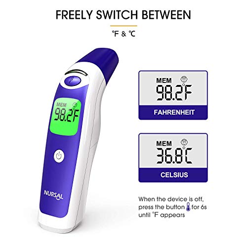 NURSAL Medical Forehead and Ear Thermometer, Baby Thermometer, Digital Medical Infrared Thermometer Suitable for Baby, Kid and Adult, FDA Approved - Thumbnail 3